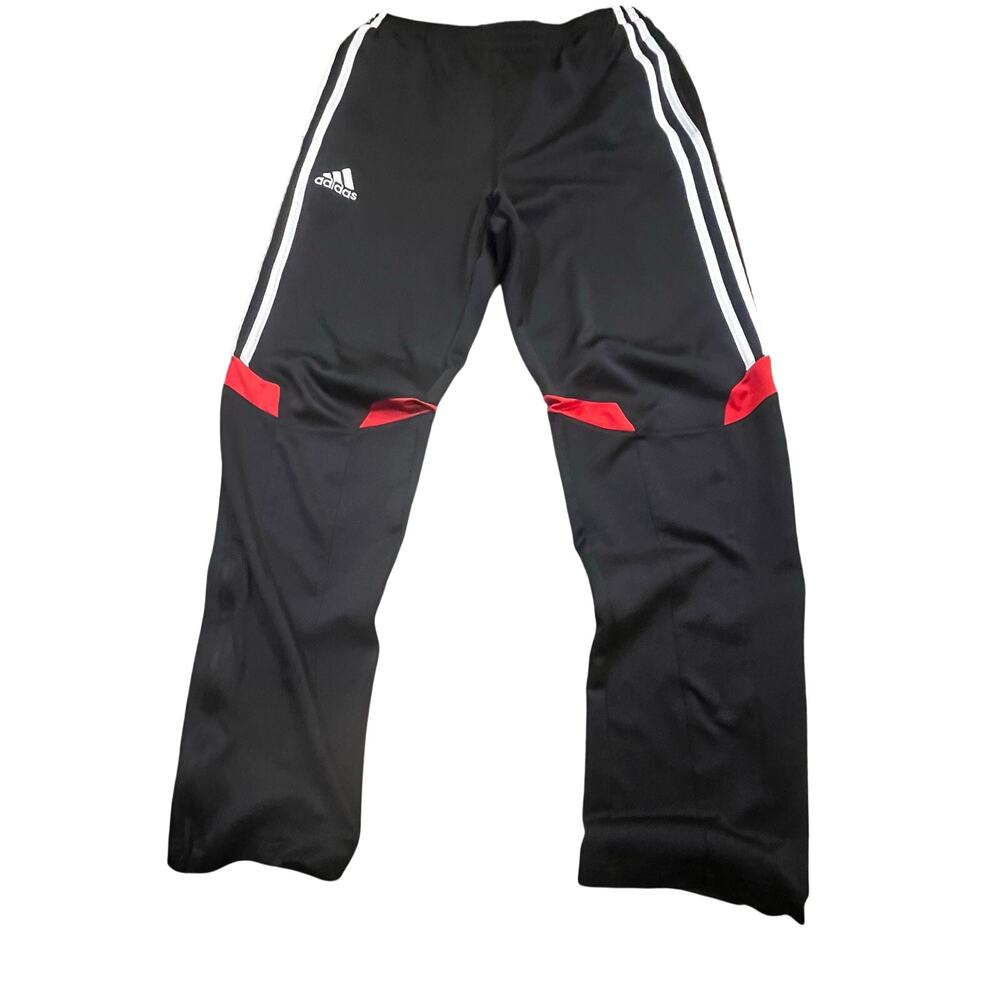 Vintage Adidas Track Pants Mens M Black Red 3 Stripe Athletic Soccer Zip Ankle